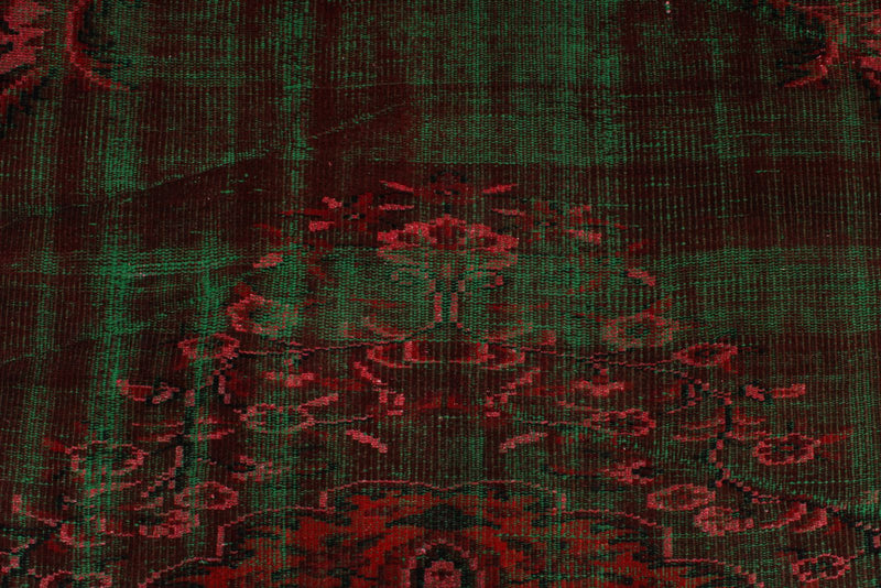 5x9 Dark Red and Green Turkish Overdyed Rug