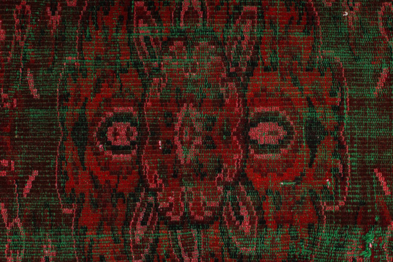 5x9 Dark Red and Green Turkish Overdyed Rug