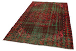 5x9 Dark Red and Green Turkish Overdyed Rug