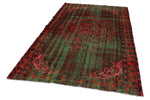 5x9 Dark Red and Green Turkish Overdyed Rug