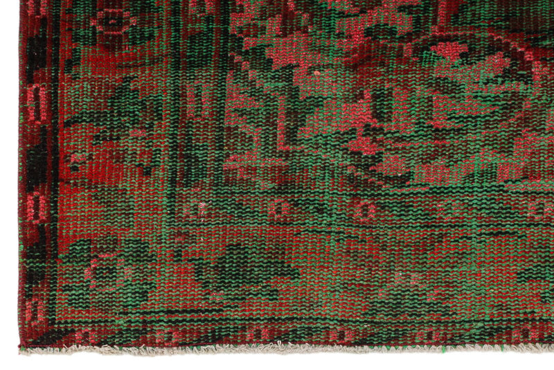 5x9 Dark Red and Green Turkish Overdyed Rug