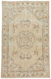 6x9 Ivory and Multicolor Turkish Overdyed Rug