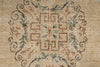 6x9 Ivory and Multicolor Turkish Overdyed Rug