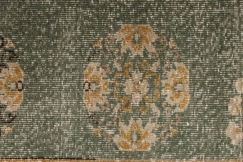 6x10 Green and Camel Turkish Overdyed Rug