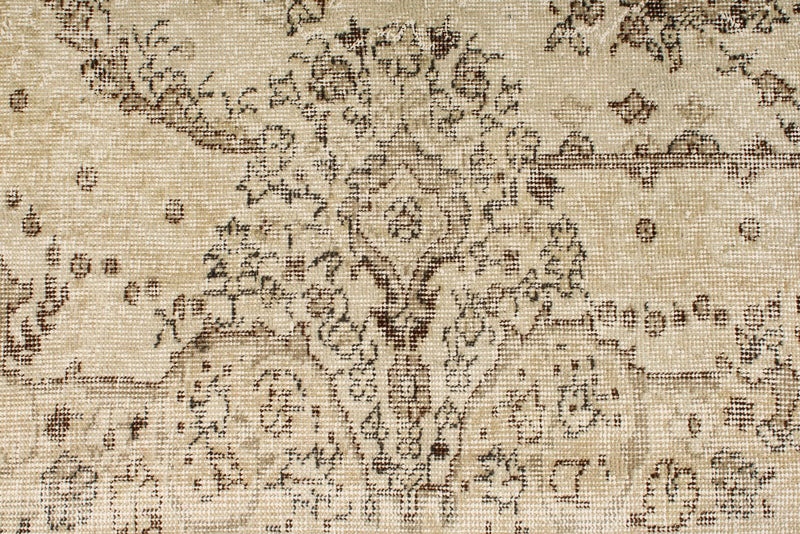 6x9 Ivory and Beige Turkish Overdyed Rug