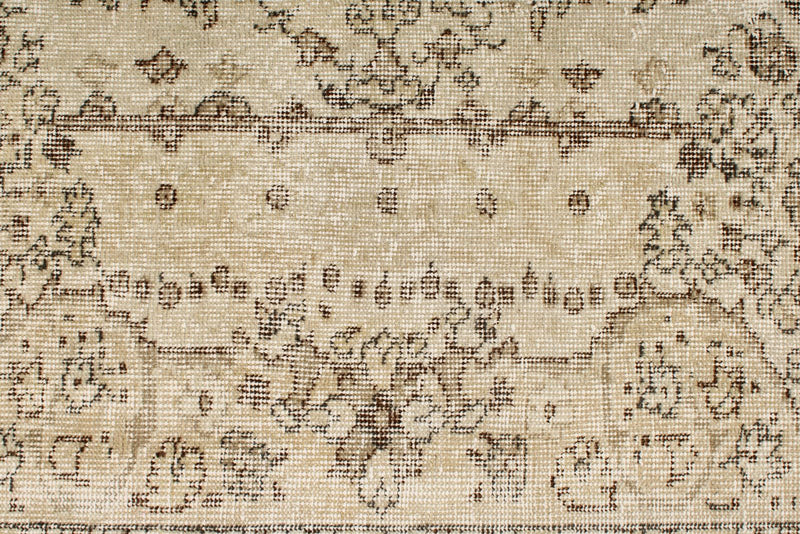 6x9 Ivory and Beige Turkish Overdyed Rug