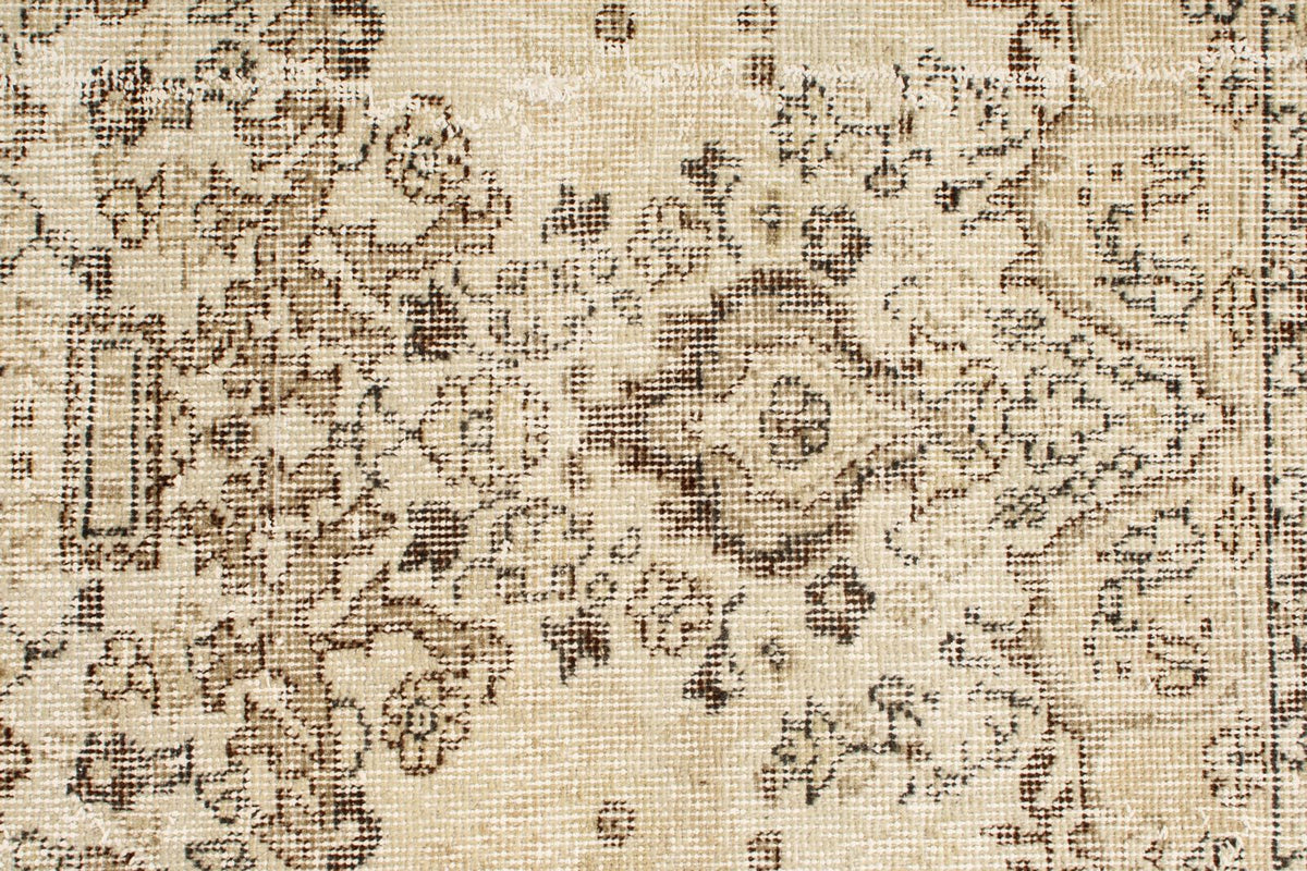 6x9 Ivory and Beige Turkish Overdyed Rug