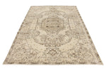 6x9 Ivory and Beige Turkish Overdyed Rug