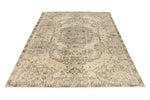 6x9 Ivory and Beige Turkish Overdyed Rug