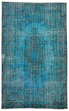 6x9 Blue and Black Turkish Overdyed Rug