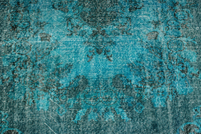 6x9 Blue and Black Turkish Overdyed Rug