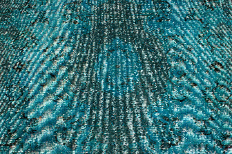 6x9 Blue and Black Turkish Overdyed Rug