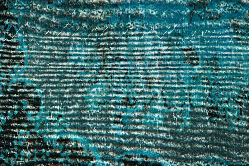 6x9 Blue and Black Turkish Overdyed Rug