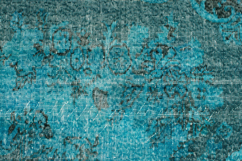 6x9 Blue and Black Turkish Overdyed Rug