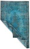 6x9 Blue and Black Turkish Overdyed Rug