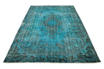 6x9 Blue and Black Turkish Overdyed Rug