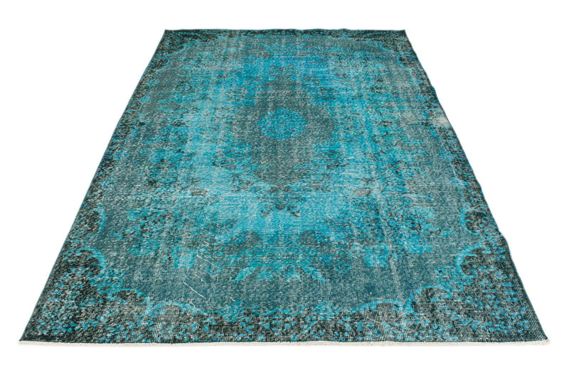 6x9 Blue and Black Turkish Overdyed Rug