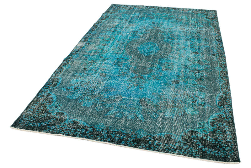 6x9 Blue and Black Turkish Overdyed Rug