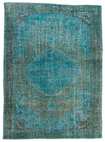 6x8 Blue and Green Turkish Overdyed Rug