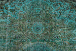 6x8 Blue and Green Turkish Overdyed Rug