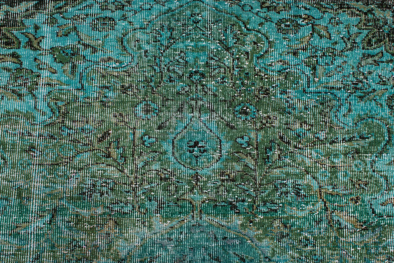 6x8 Blue and Green Turkish Overdyed Rug