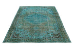 6x8 Blue and Green Turkish Overdyed Rug