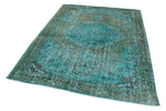 6x8 Blue and Green Turkish Overdyed Rug