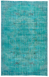 6x9 Turquoıse and Blue Turkish Overdyed Rug