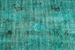 6x9 Turquoıse and Blue Turkish Overdyed Rug