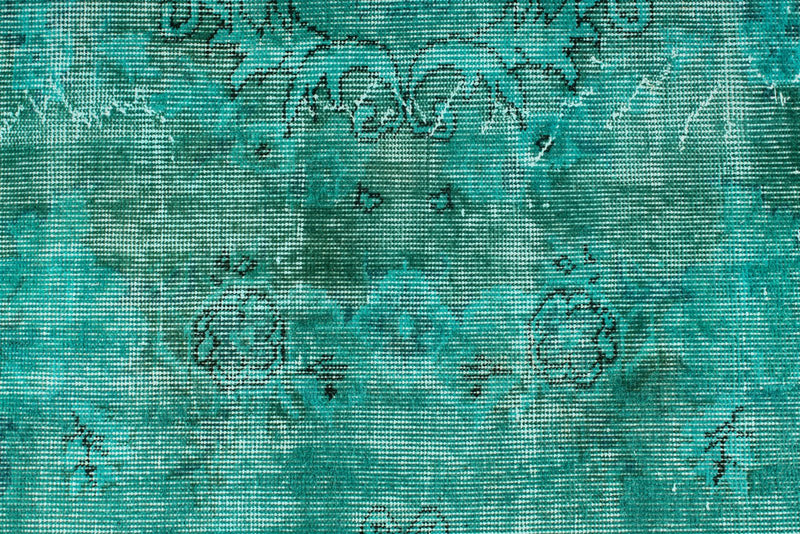 6x9 Turquoıse and Blue Turkish Overdyed Rug