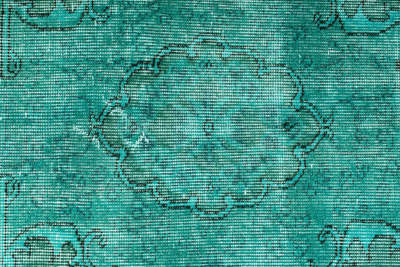 6x9 Turquoıse and Blue Turkish Overdyed Rug