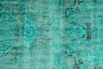 6x9 Turquoıse and Blue Turkish Overdyed Rug