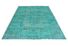 6x9 Turquoıse and Blue Turkish Overdyed Rug