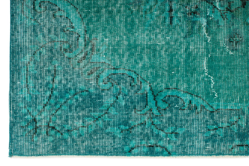 6x9 Turquoıse and Blue Turkish Overdyed Rug