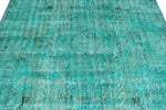 6x9 Turquoıse and Blue Turkish Overdyed Rug