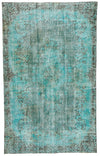 6x9 Turquoıse and Black Turkish Overdyed Rug