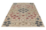 6x9 Ivory and Multicolor Turkish Anatolian Rug