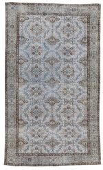 5x9 Light Purple and Light Gray Turkish Overdyed Rug