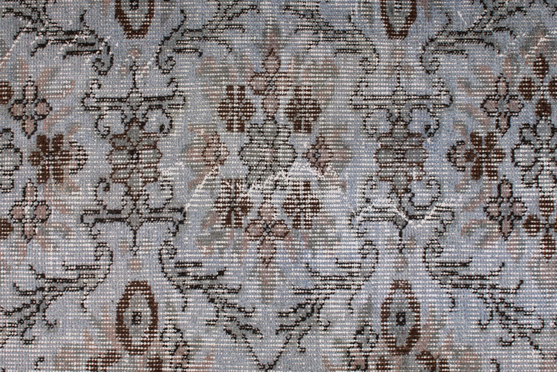 5x9 Light Purple and Light Gray Turkish Overdyed Rug