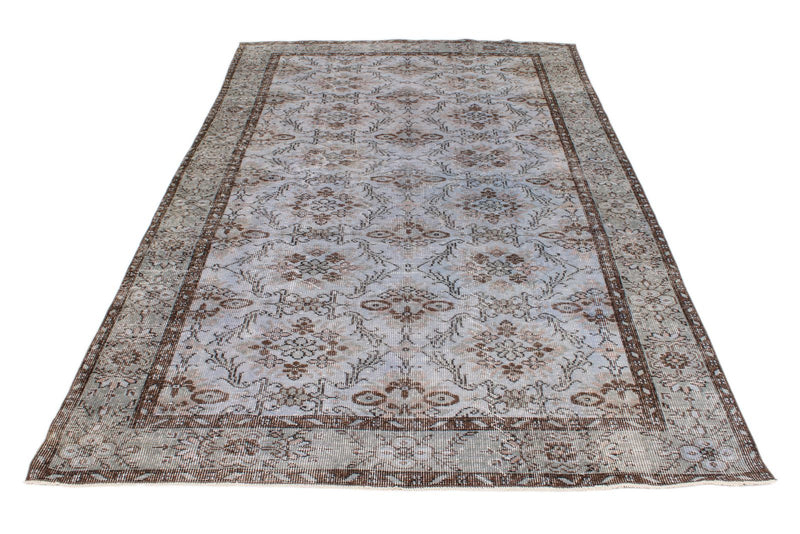 5x9 Light Purple and Light Gray Turkish Overdyed Rug