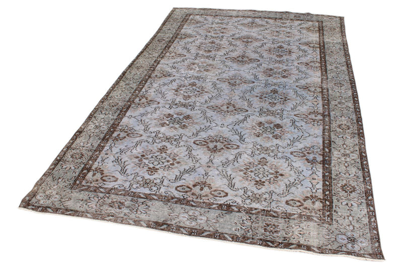 5x9 Light Purple and Light Gray Turkish Overdyed Rug