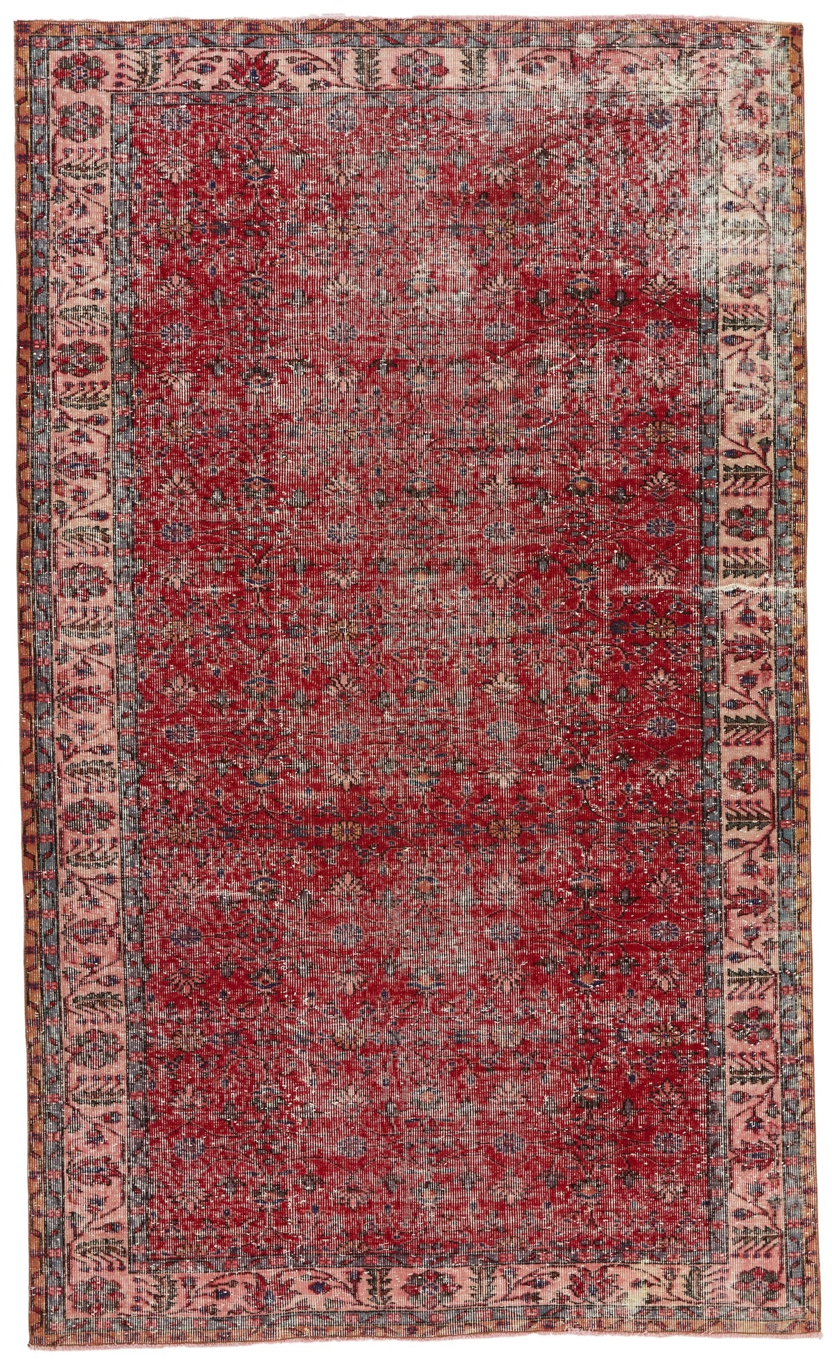 6x10 Red and Navy Turkish Anatolian Rug