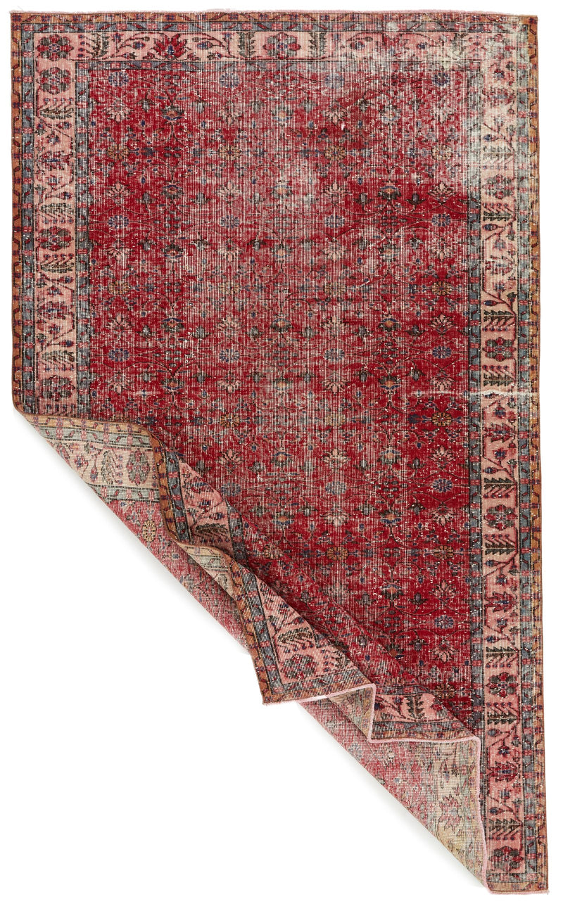 6x10 Red and Navy Turkish Anatolian Rug