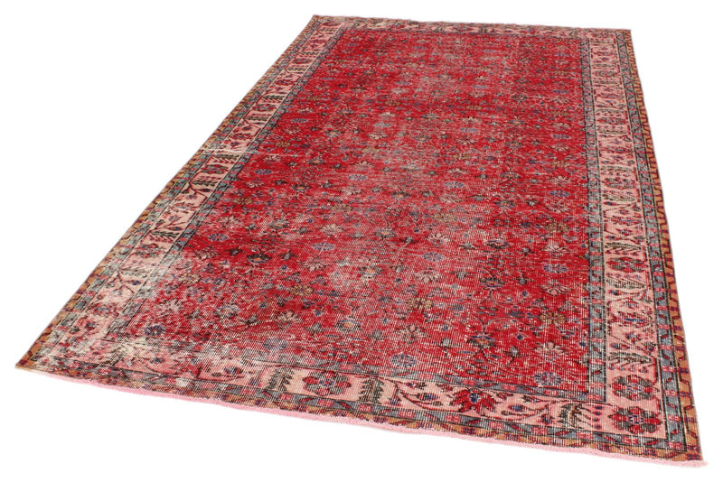 6x10 Red and Navy Turkish Anatolian Rug