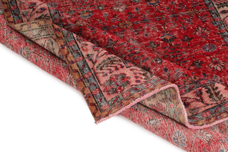 6x10 Red and Navy Turkish Anatolian Rug