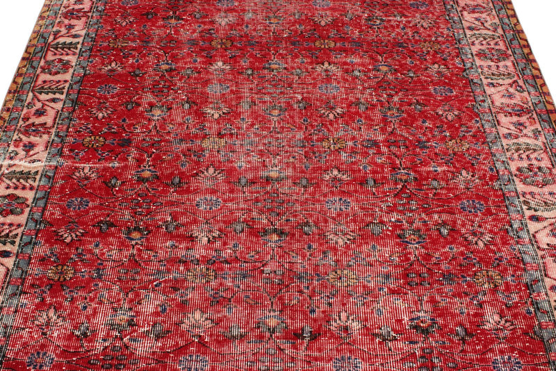 6x10 Red and Navy Turkish Anatolian Rug