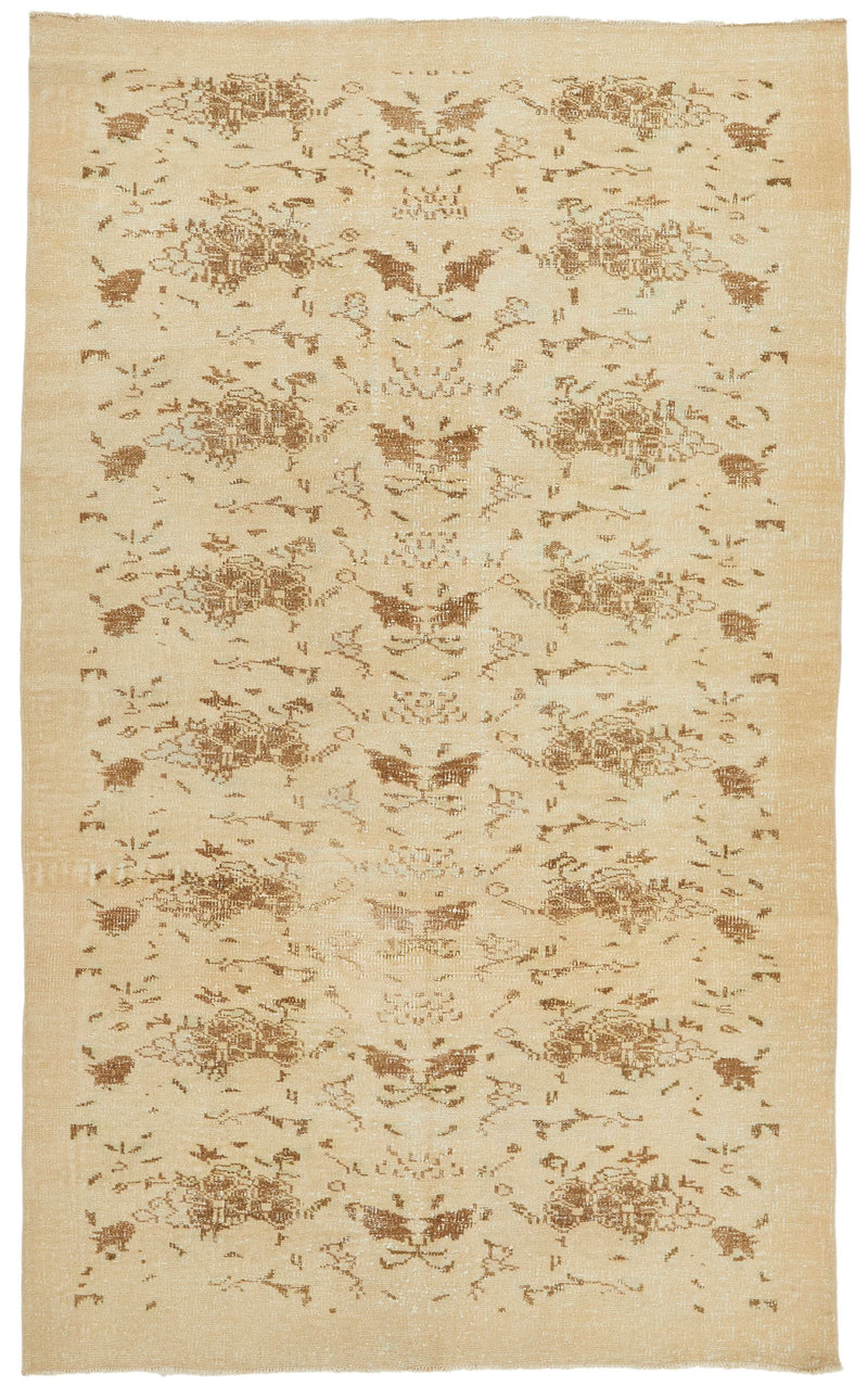 5x9 Beige and Light Brown Turkish Anatolian Rug