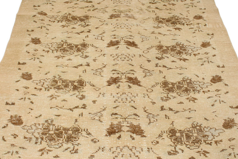 5x9 Beige and Light Brown Turkish Anatolian Rug