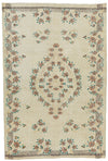 6x9 Ivory and Multicolor Turkish Anatolian Rug