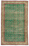 6x9 Green and Red Turkish Anatolian Rug